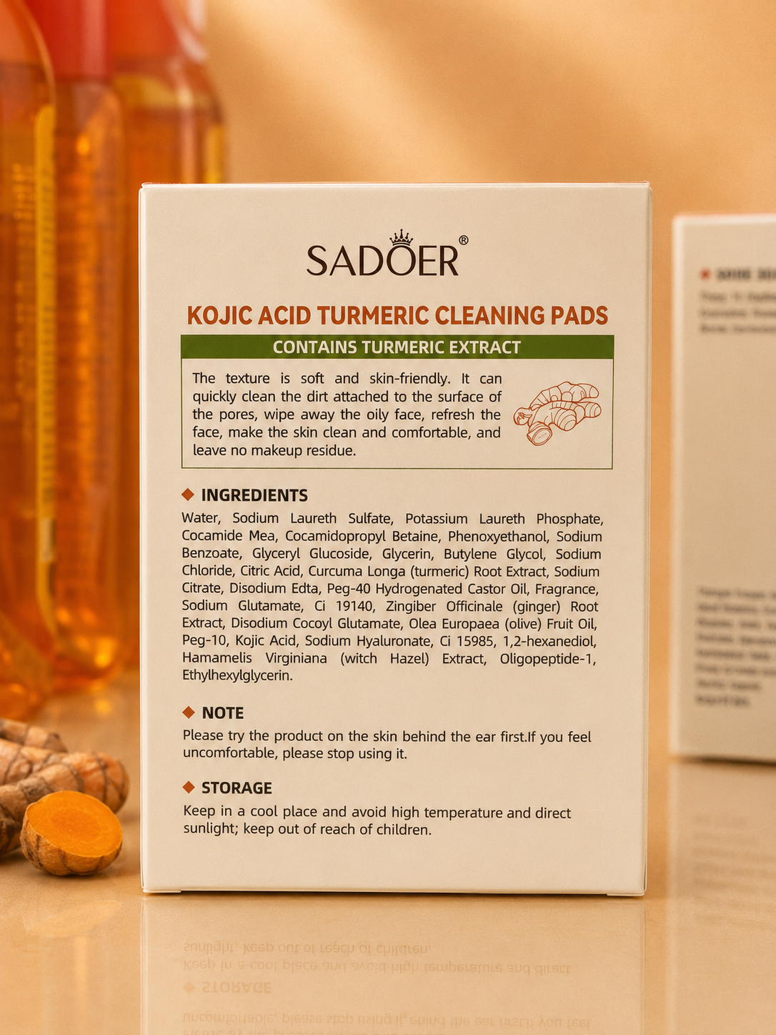 Pads Nettoyant Acide Kojic & Curcuma – 50 Pads