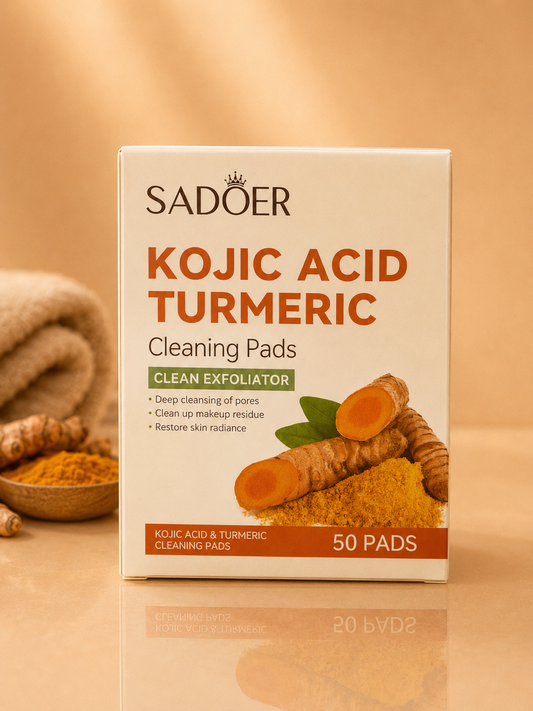 Pads Nettoyant Acide Kojic & Curcuma – 50 Pads