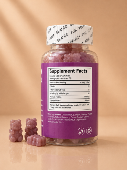 Gummies Poitrine - Pueraria Lobata & Papaya Gummies (Pack de 2 ou 3)