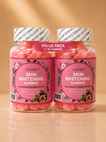 Gummies éclaircissantes - Skin Whitening Gummies – Glutathion, Collagène & Biotine (Pack 2 ou 3)
