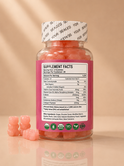 Gummies Collagène – Biotine & Vitamine C (Pack 2 ou 3)